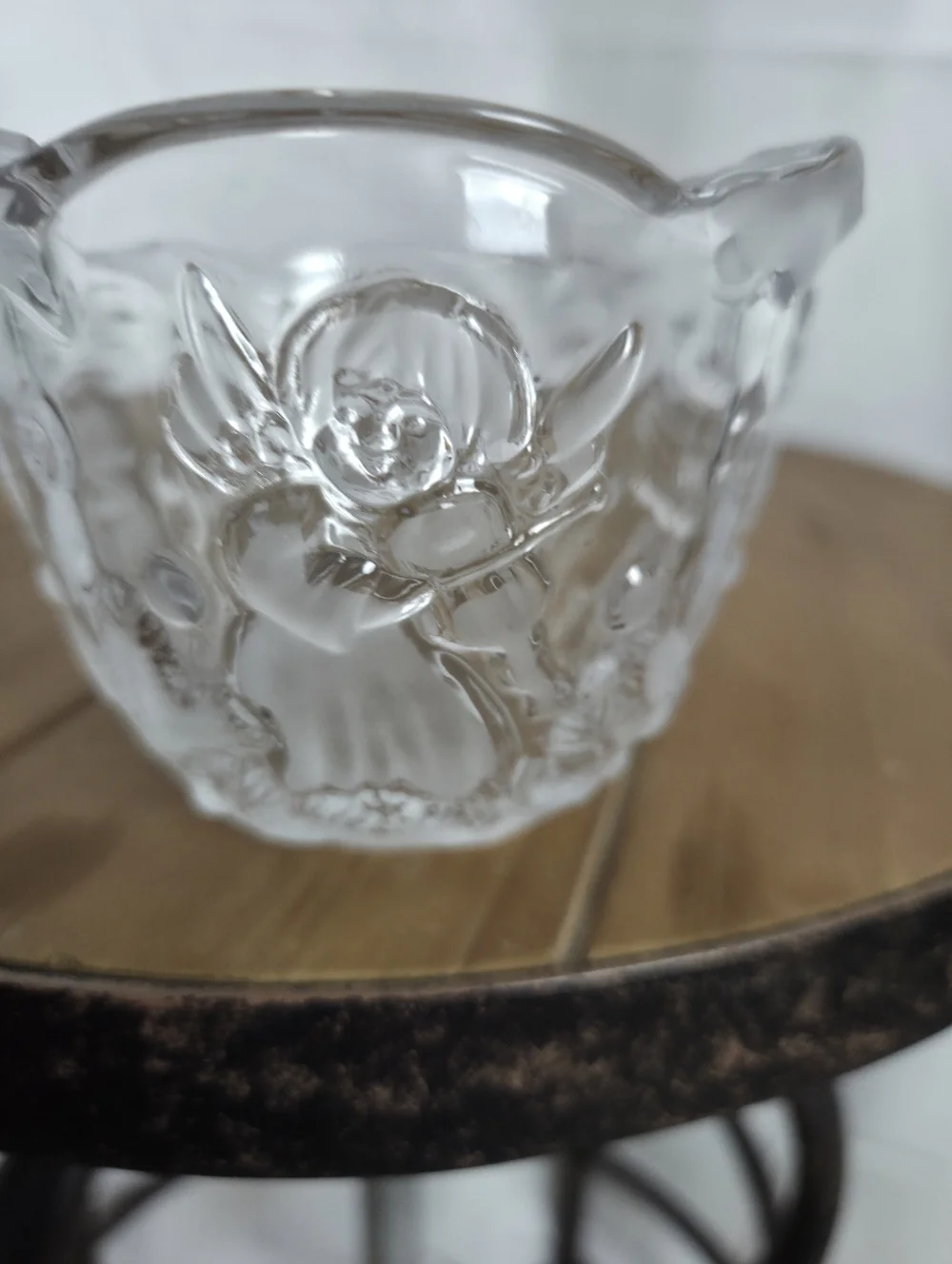 Clear Embossed Glass Candy Dish